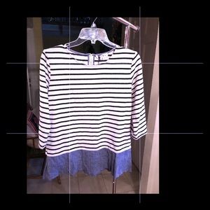 Striped sweater with ruffle bottom